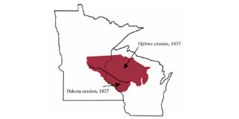Map of lands impacted by the treaties of 1837