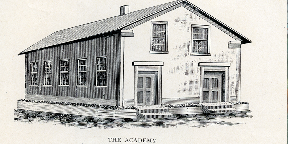 Etching of Knox Academy building