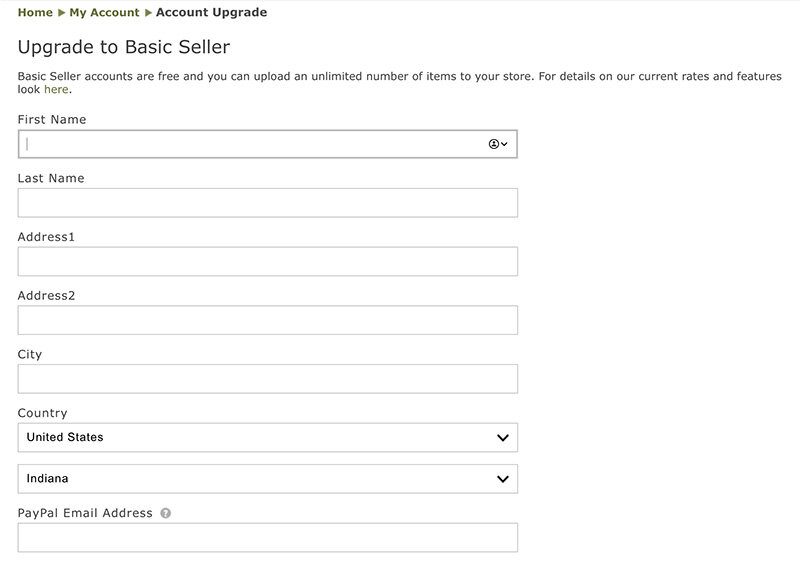 Image of Upgrade to Basic Seller Form