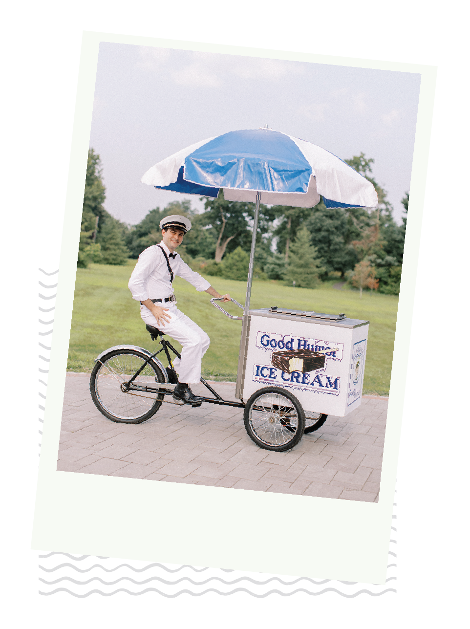 man on ice cream push cart