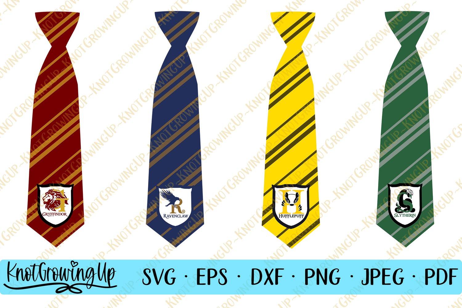 Harry Potter Hogwarts House Ties with Shield SVG — KnotGrowingUp ...