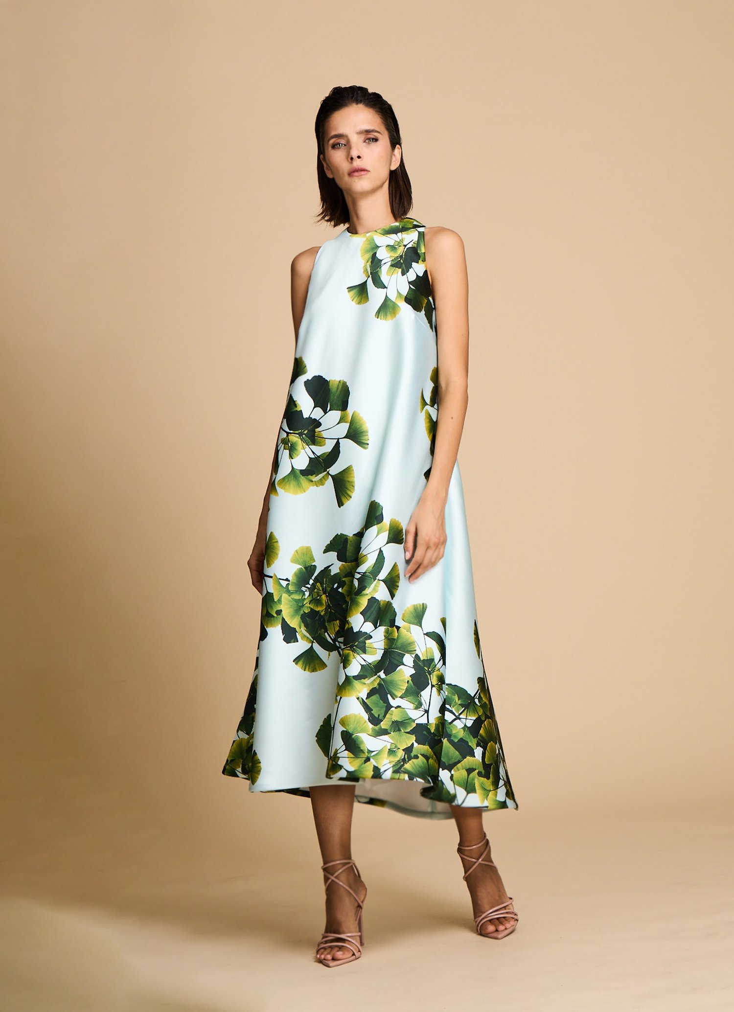 Leaf Print Trapeze Dress — Verdavainne