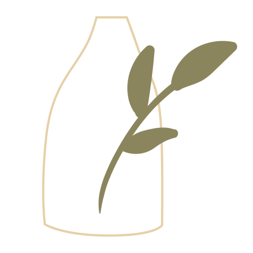 illustration of abstract vase with leaf