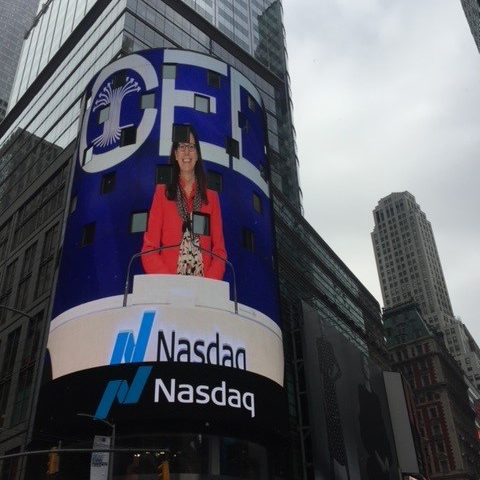 Amy Dufrane featured on Nasdaq Building