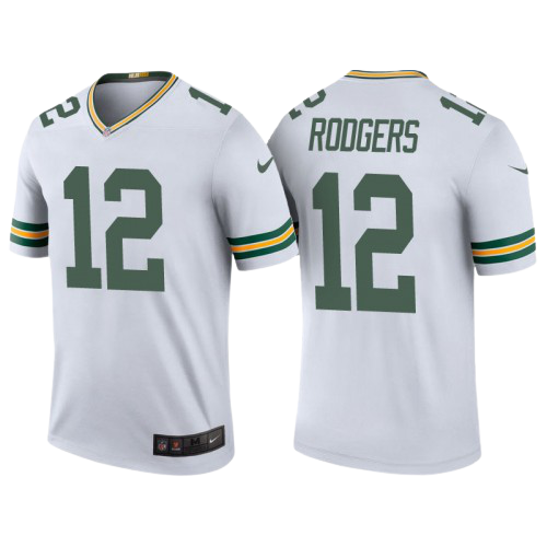 ملابس رجالية مقاسات كبيرة Men's Green Bay Packers #12 Aaron Rodgers Nike White Color Rush Legend Jersey سواد المناطق الحساسة