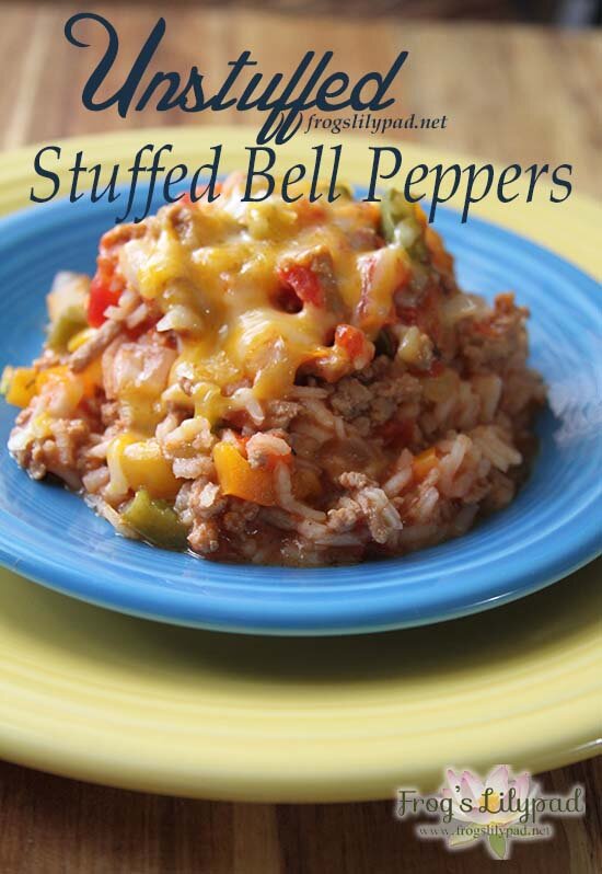 Frog's Lilypad: Unstuffed Stuffed Bell Peppers - Unstuff those stuffed bell peppers with this amazing recipe. Unstuffed Stuffed Bell Peppers is just as good only you don't have to heat up the oven. l frogslilypad.net
