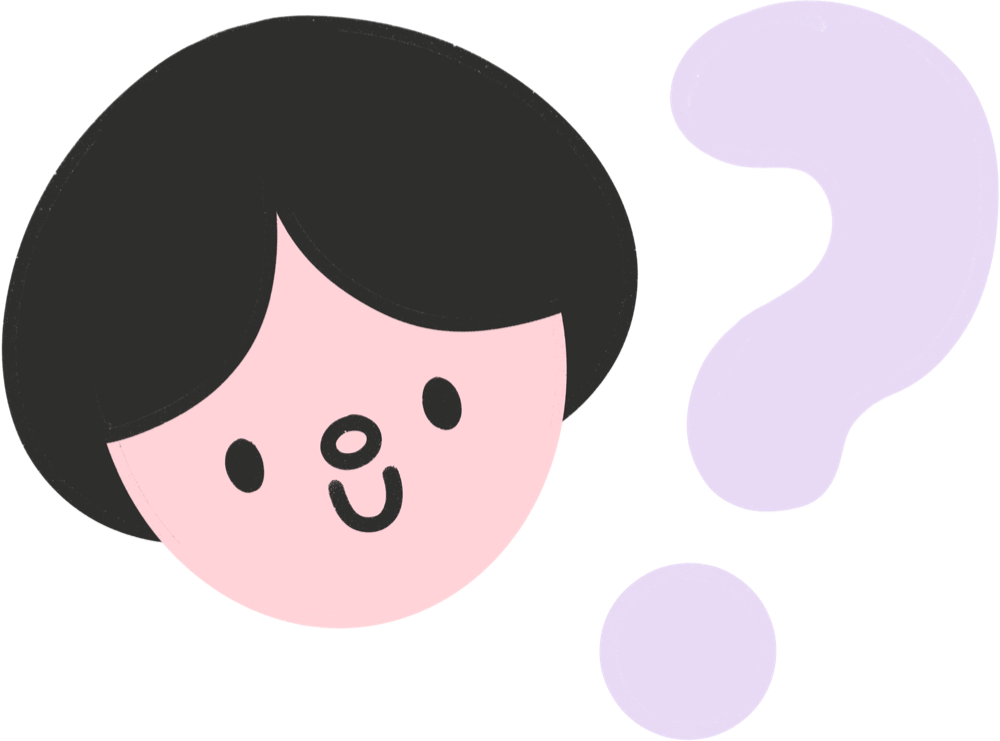 cute illustration of Courn's head with question mark