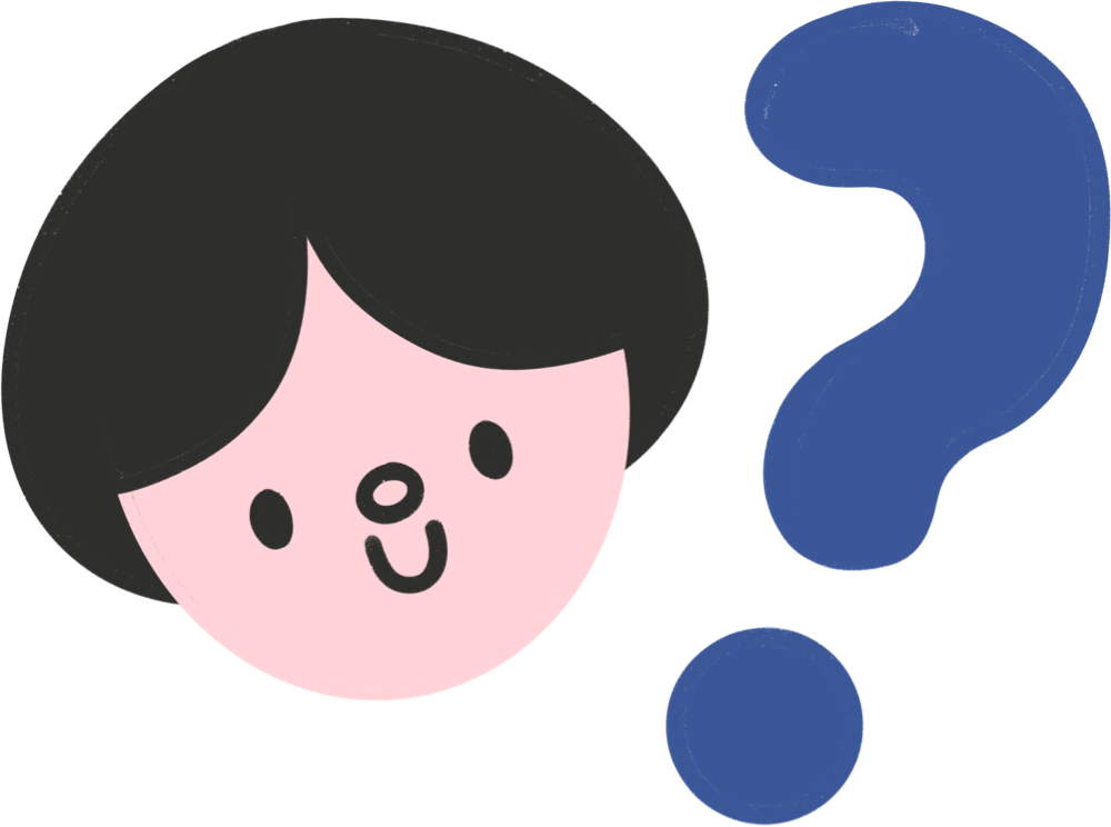 cute illustration of Courn's head with question mark