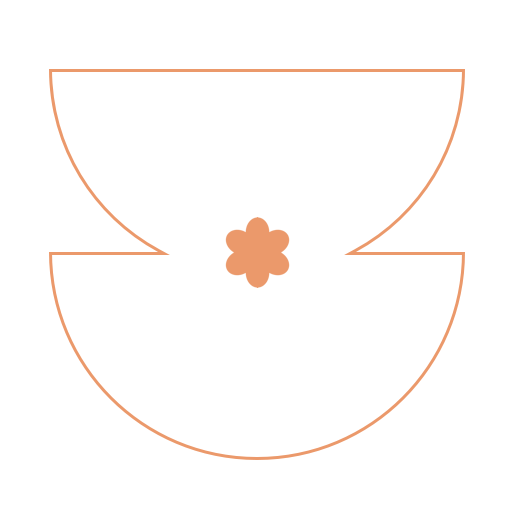 icon of two overlapping half circles with leaf