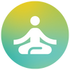 a person meditating icon with a gradient circle background behind