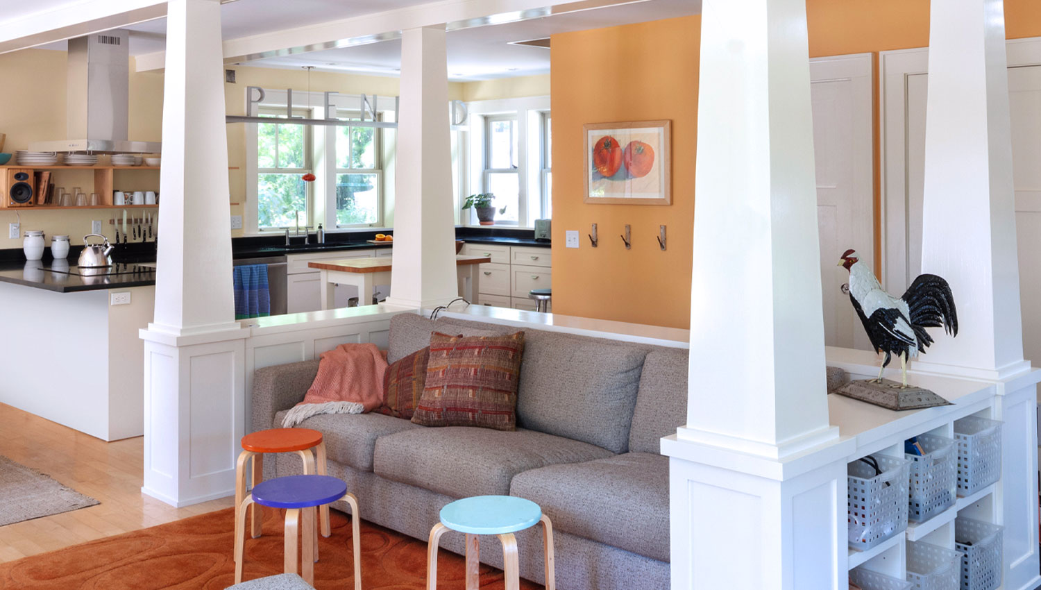 Juniper Design Build's Foursquare house renovation project living room