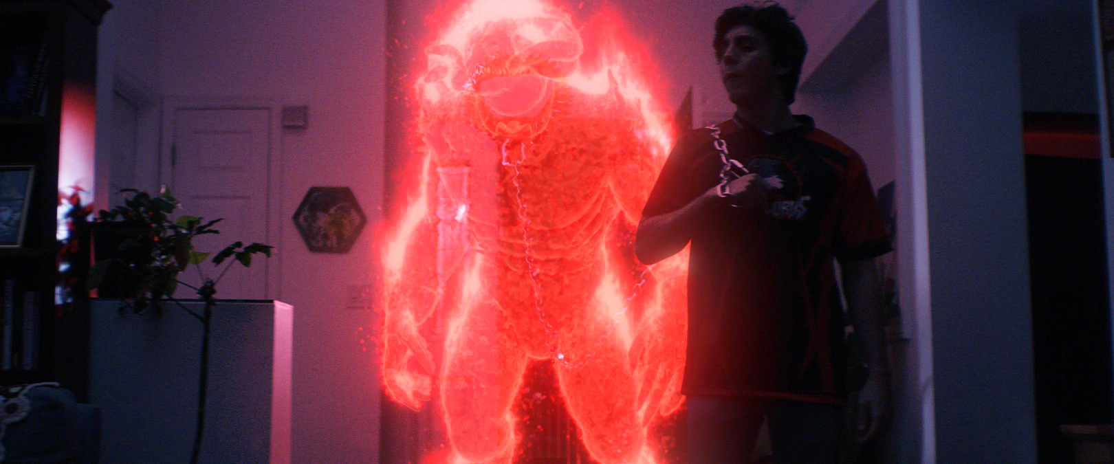 Actor Lukas Gage in a scene from Max Reload and the Nether Blasters, with VFX completed by Foxtrot X-Ray
