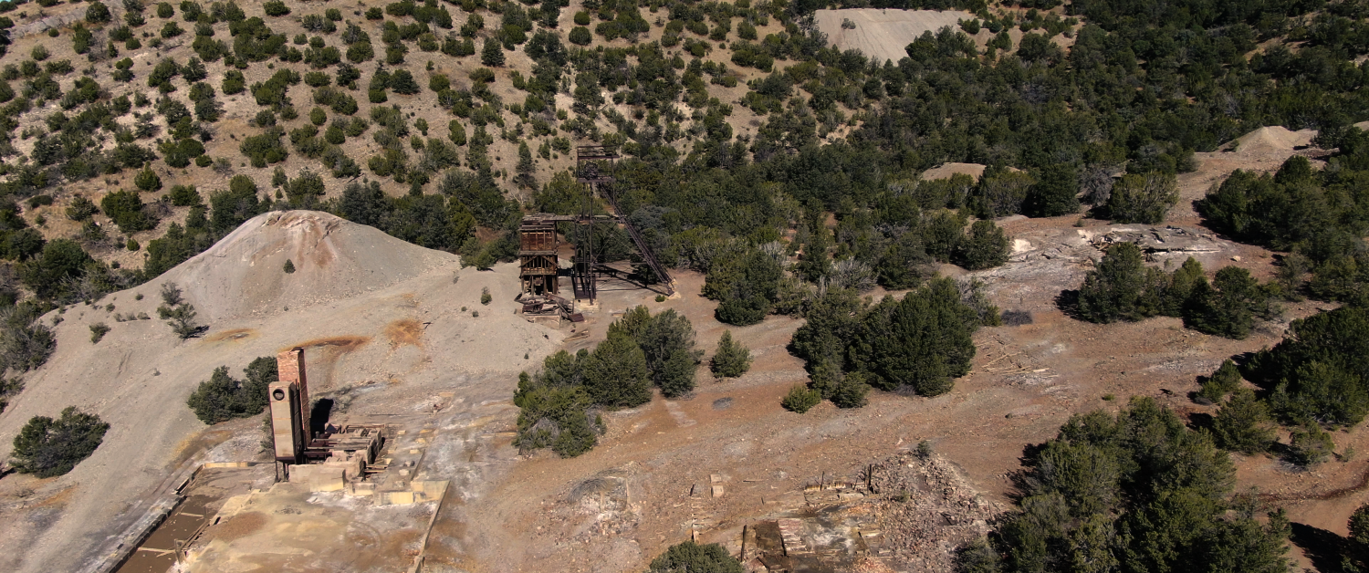 Drone shot of the mining camp in the film Dead Man's Hand