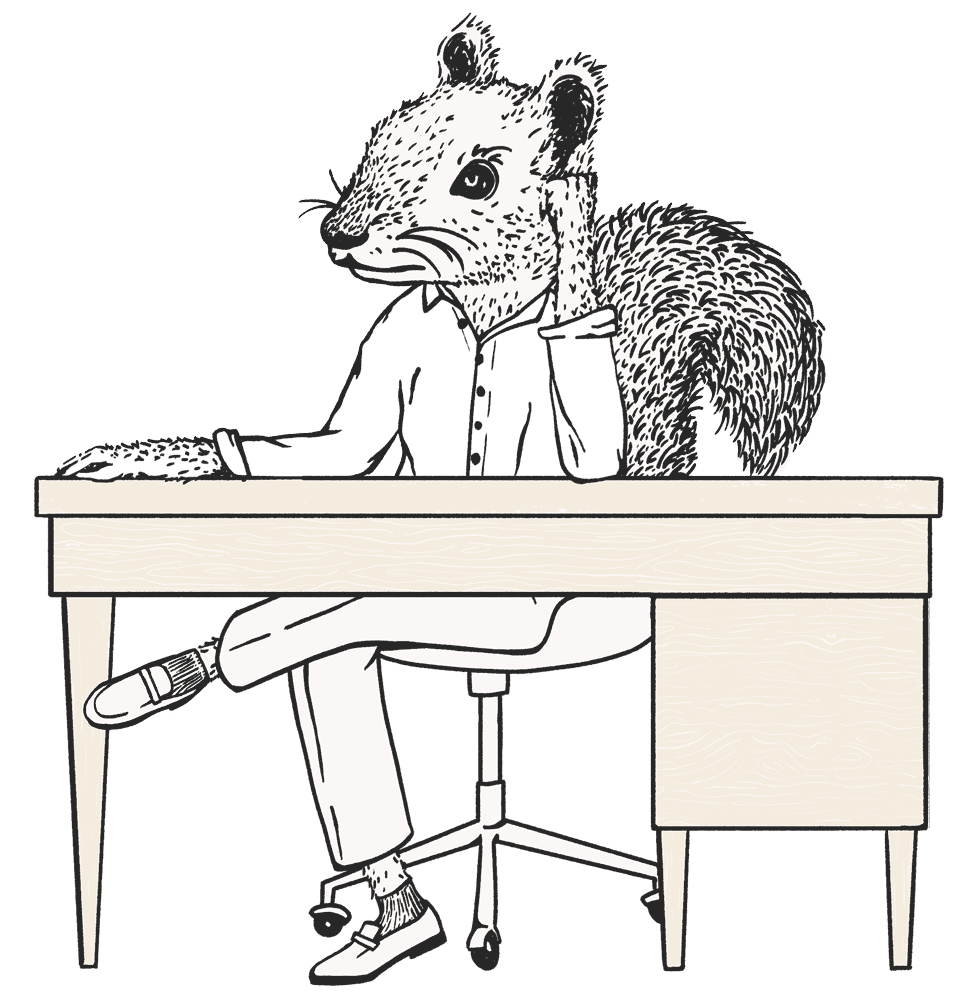 Squirrel at desk