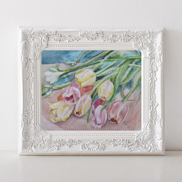"Cascading Tulips", 9 x 12- www.gildedbloom.com