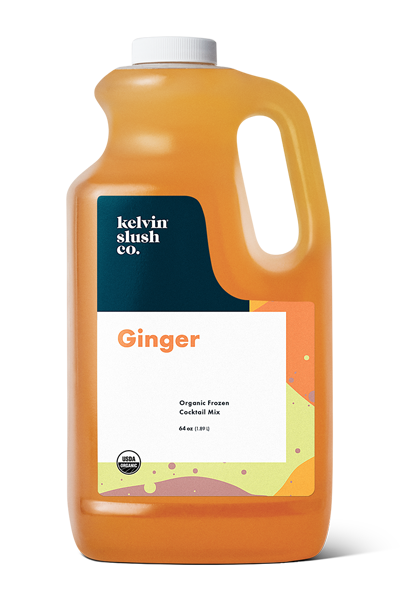 A bottle of Kelvin Ginger slush mix