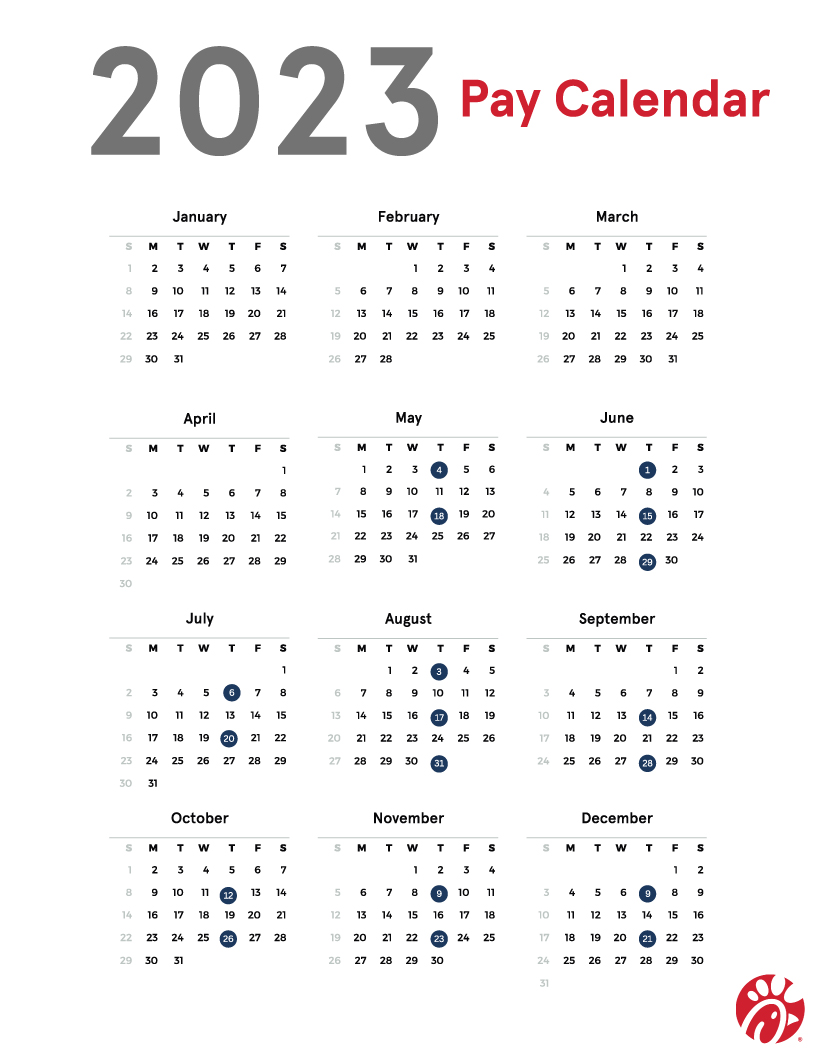 Payroll Calendar — Chickfila Santa Barbara