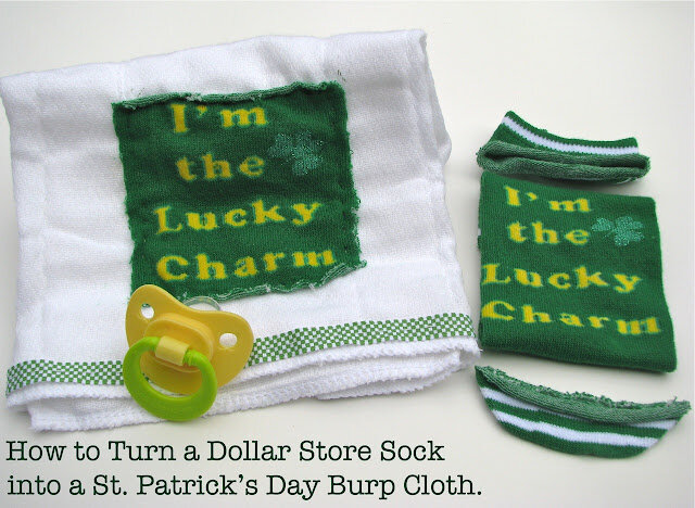 Dollar Store Sock into Burp Cloth