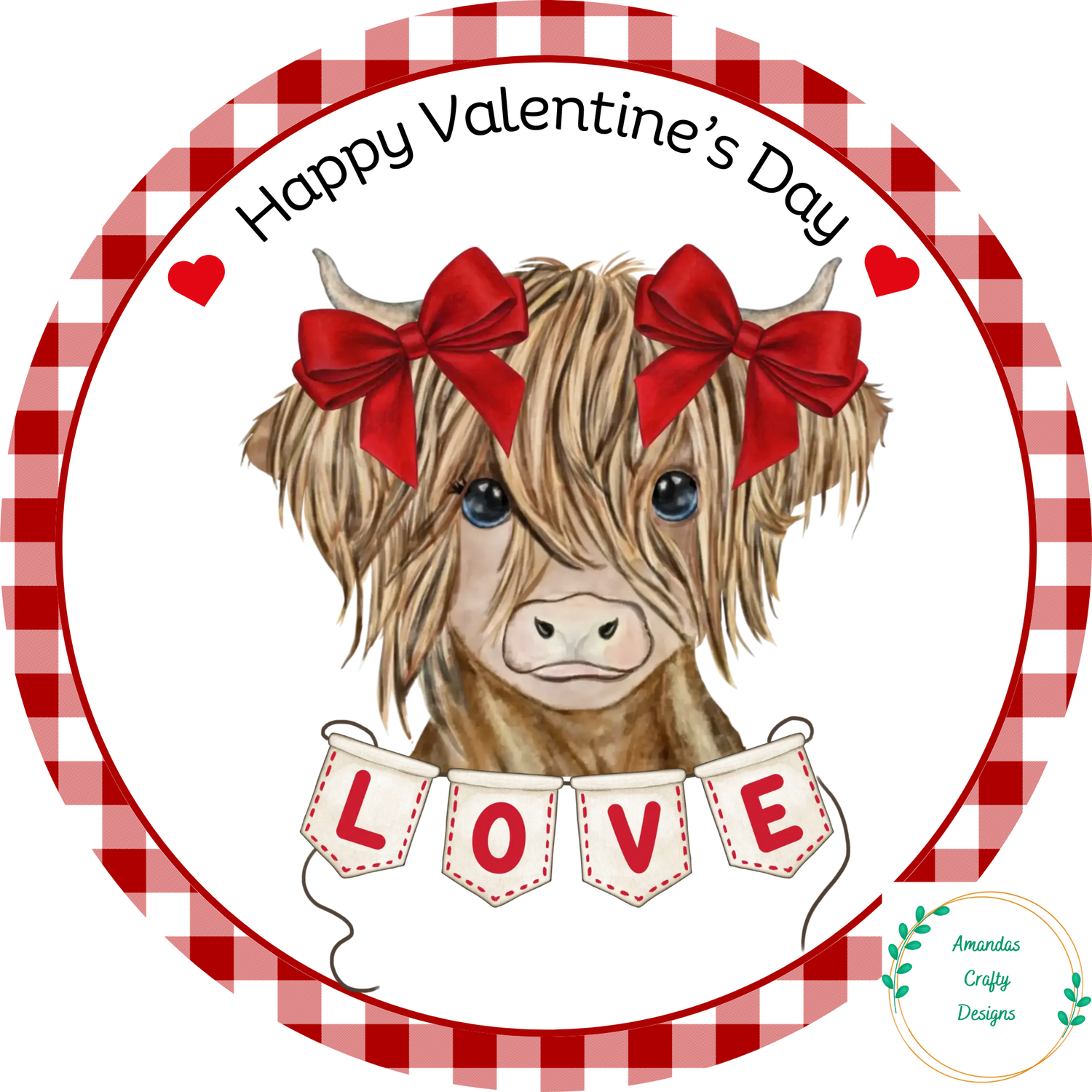 Valentine’s Highland Cow Sign — Amandas Crafty Designs