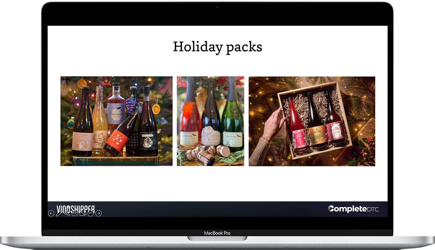 Holiday packs powerpoint slide on laptop