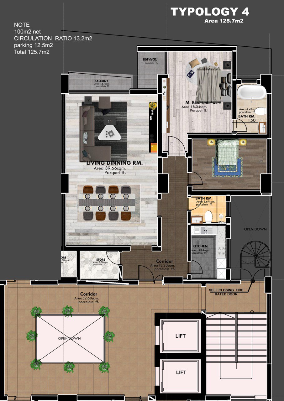 Floor Plan of 2 Bedroom Apartment