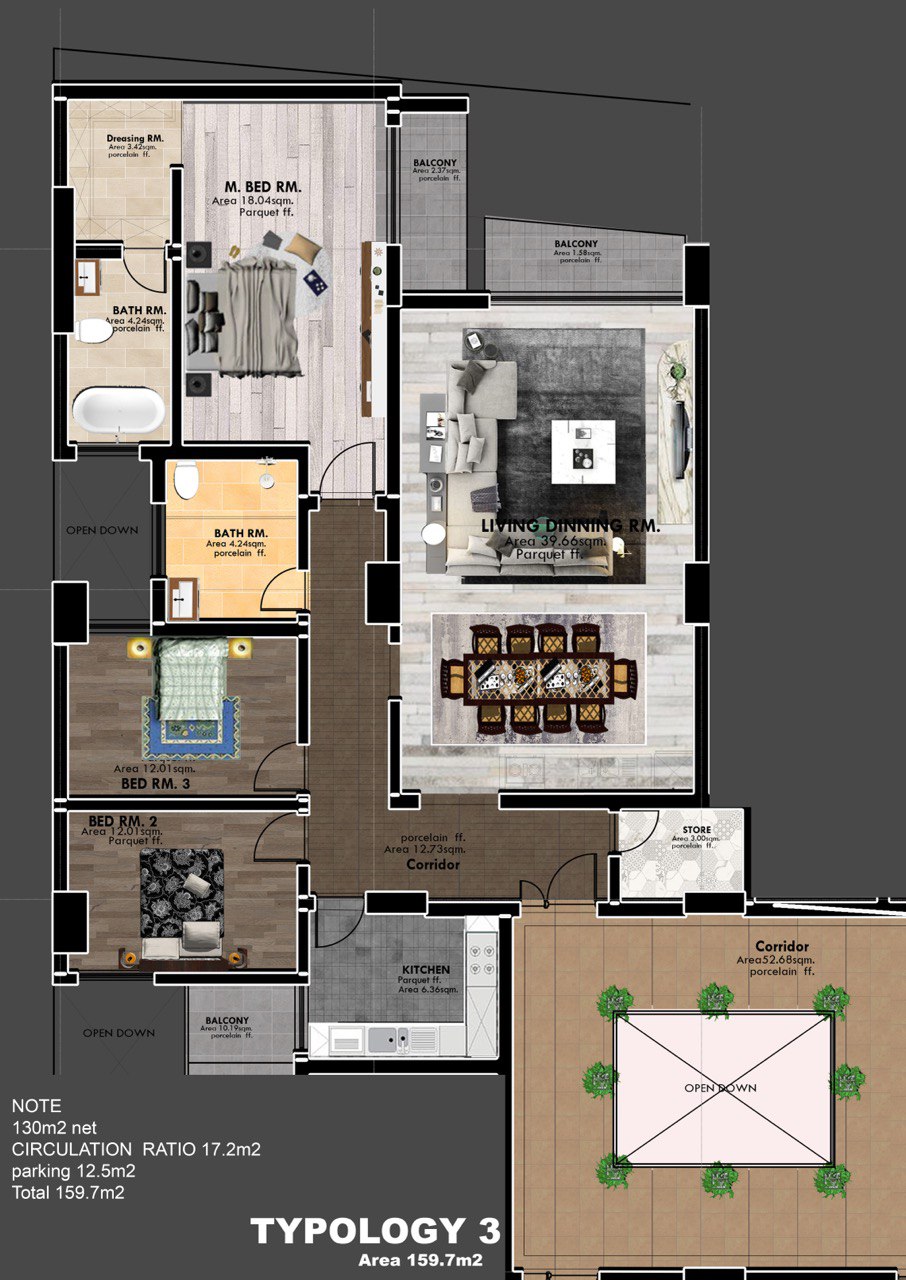 Floor Plan of 2 Bedroom Apartment