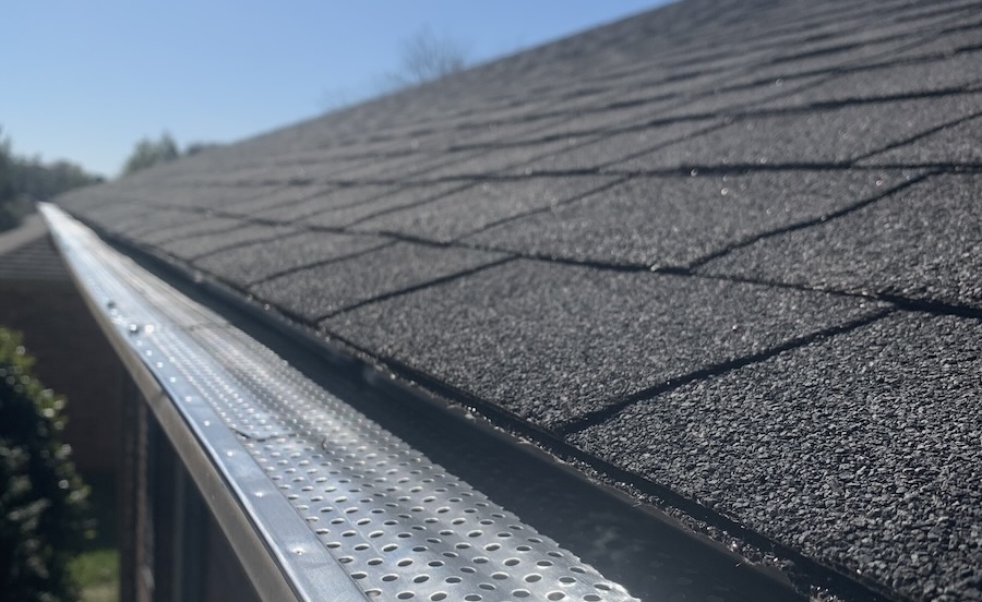 Close up of grey gutters