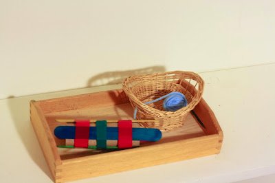 Montessori 'French knitting' activity tray for children