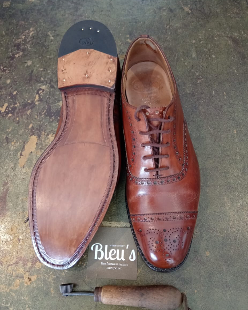 Leather thru sole before and after