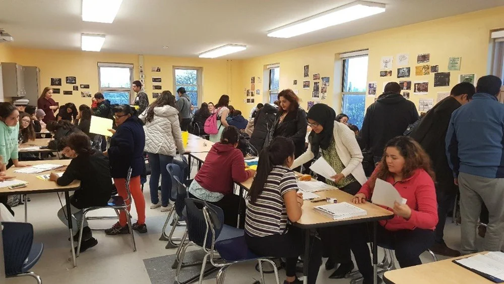 Twenty-seven families gathered at the John Hancock High School to attend a Beyond family emergency preparedness workshop.