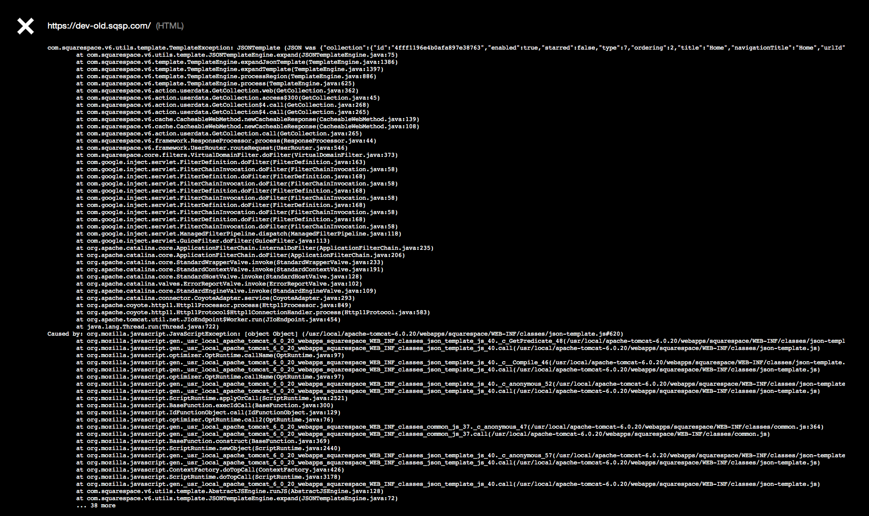 JSON-T Black Screen Error