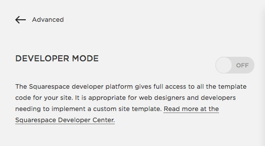 Developer Toggle