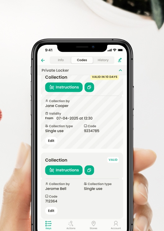 Key access instructions in KeyNest app